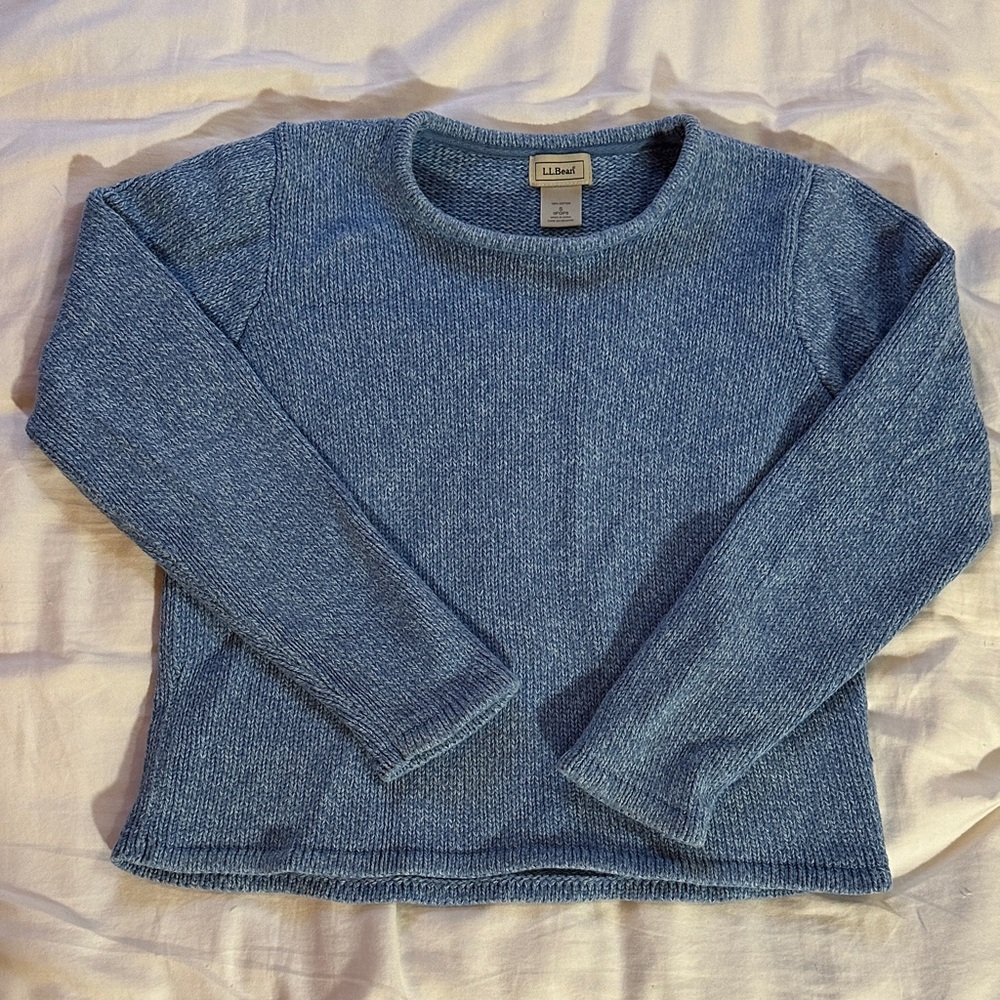 Vintage L.L. Bean Heathered Blue Crew Neck Sweater